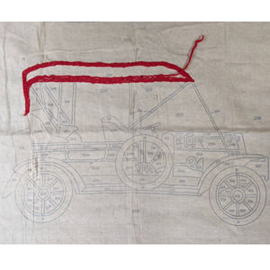 Vintage Punch Needle Rug Foundation Antique‎ Car Pattern American Thread Company